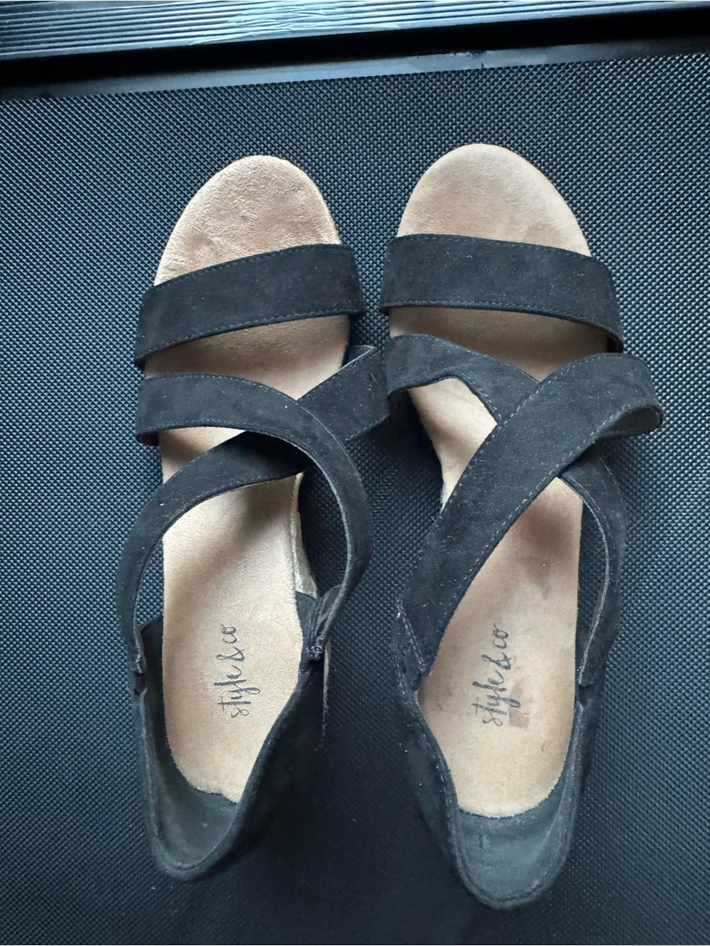 Style & Co. Black Crisscross Espadrille Wedge Sandals